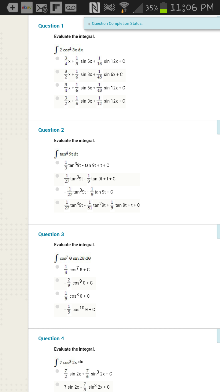 Solved Evaluate the integral. Cos2 5x sin3 5x dx 8/75 | Chegg.com