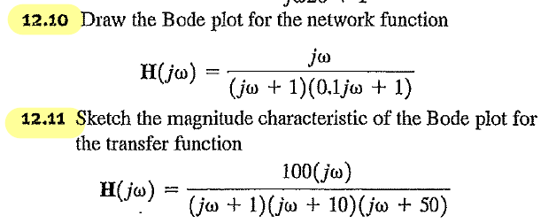 Solved 12.10 Draw the Bode plot for the network function | Chegg.com