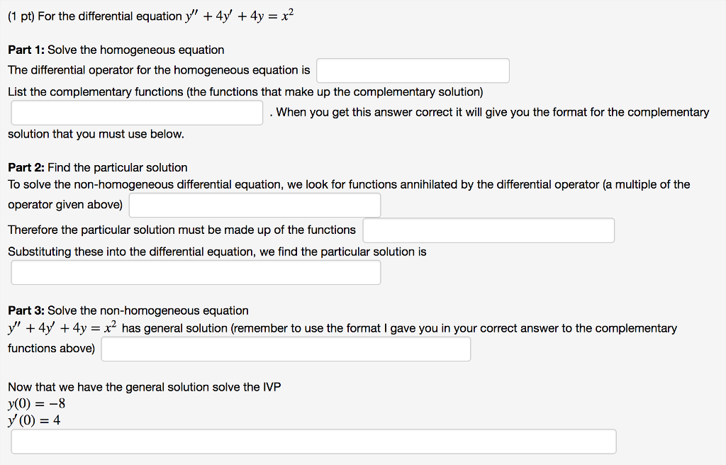 Solved 1 Pt For The Differential Equation Y 4y 4y Chegg Solved 1 Pt For The Differential Equation Y 4y 4y Chegg