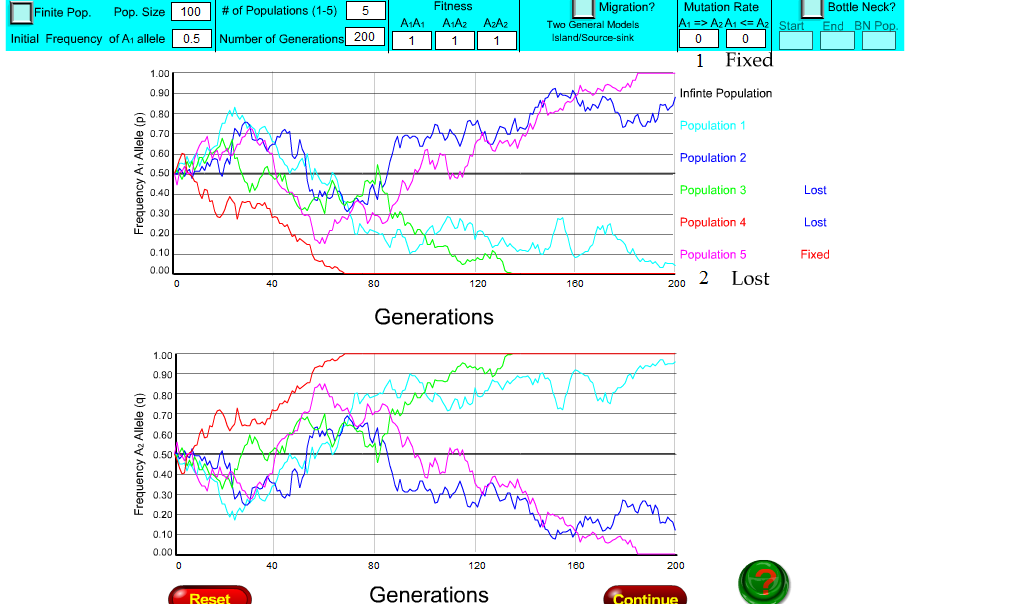 Solved POPULATION SIZE (GENETIC DRIFT) Hit the check box on | Chegg.com