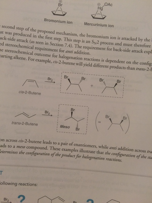 Solved Bromonium IonMercurinium Ion Second Step Of The Chegg Com   Image