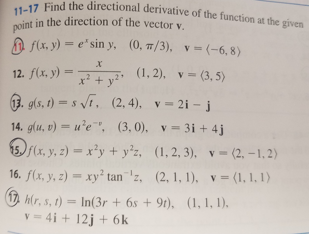 Solved Find The Directional Derivative Of The Function At