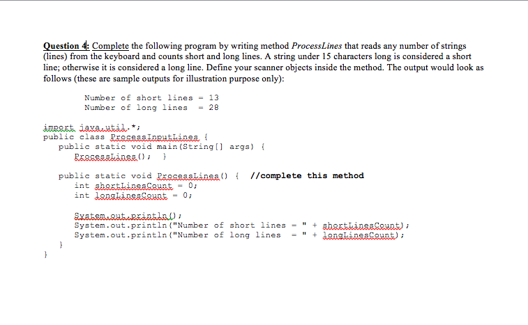 Solved Question 4: Complete the following program by writing | Chegg.com