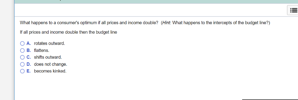 Solved What happens to a consumer's optimum if all prices | Chegg.com