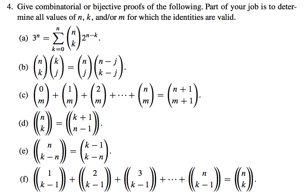 Solved Give Combinatorial Or Bijective Proofs Of The | Chegg.com