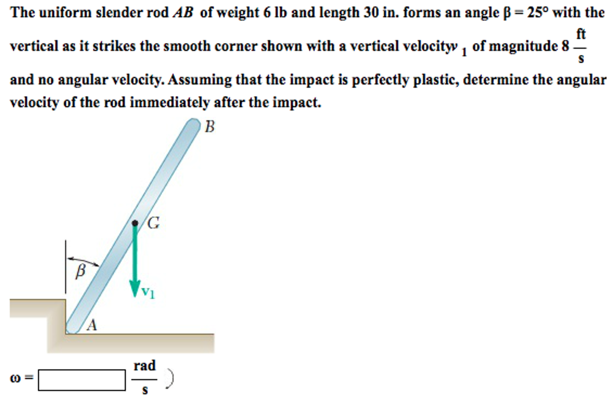 The uniform slender rod AB of weight 6 lb and length | Chegg.com