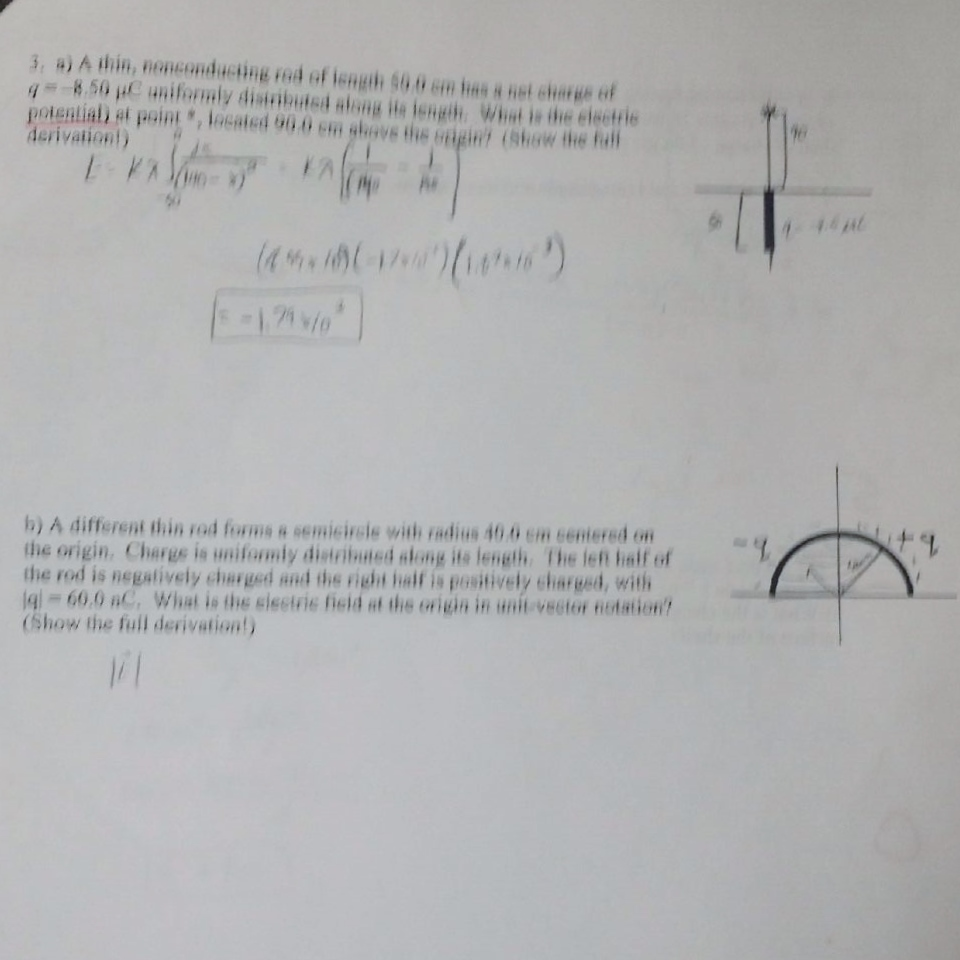 Solved A thin, nonconducting rod of length 60.0 com has a | Chegg.com