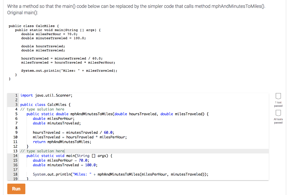Solved Write a method so that the main0 code below can be | Chegg.com