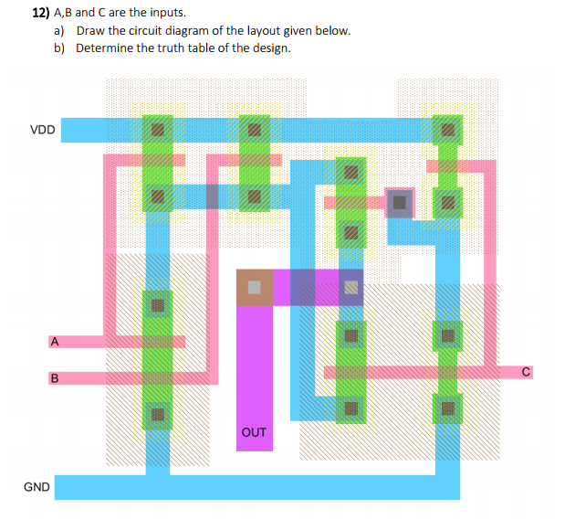 Solved 12) A,B And C Are The Inputs. A) B) Draw The Circuit | Chegg.com