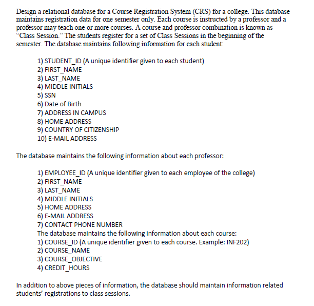 Solved Design a relational database for a Course | Chegg.com