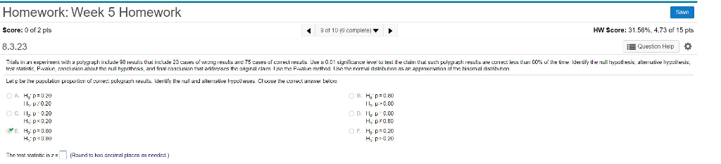 Solved Homework: Week 5 Homework Score: 0 of 2 pts 8.3.23 | Chegg.com