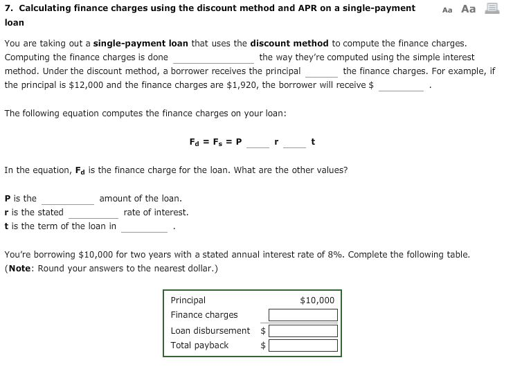 Solved 7. Calculating finance the discount the discount