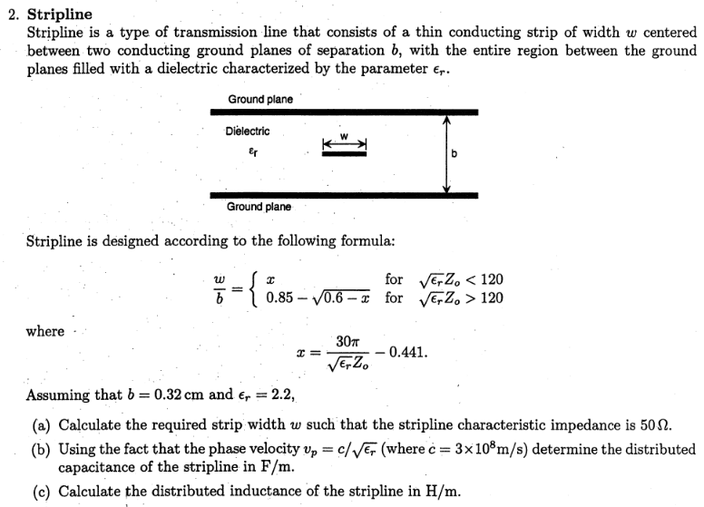 Solved Stripline is a type of transmission line that