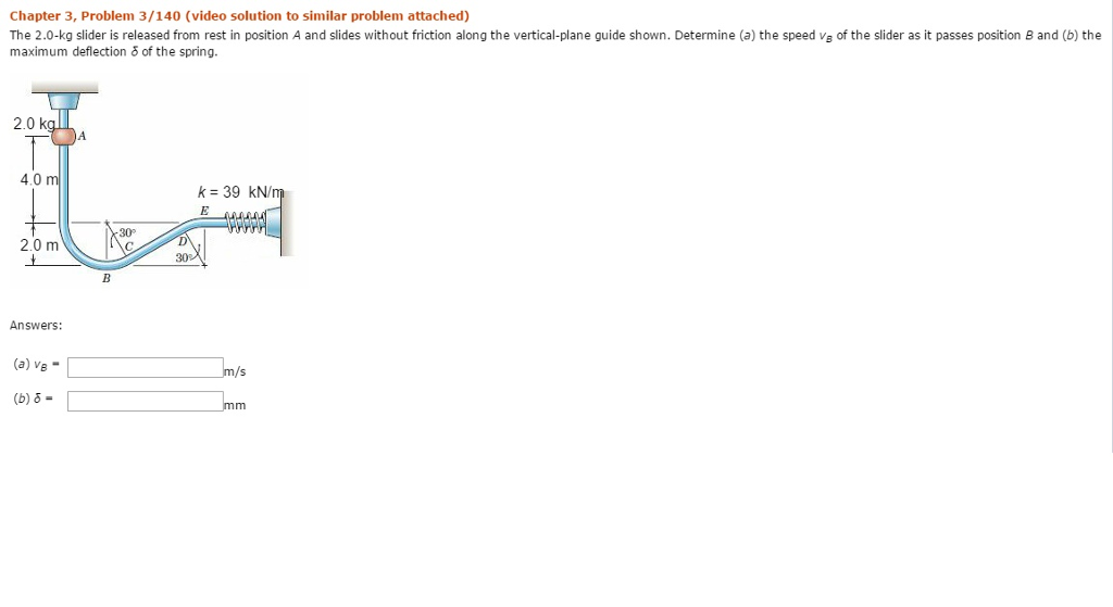 Solved The 2.0-kg slider is released from rest in position A | Chegg.com