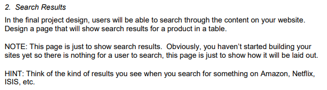 Solved 2. Search Results Design a page that will show search | Chegg.com