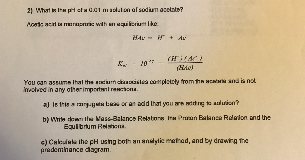 Solved What is the pH of a 0.01 m solution of sodium