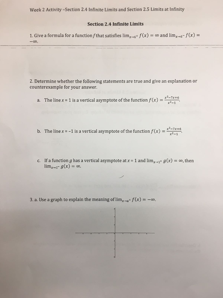 Solved infinite limits I NEED QUESTIONS 1-3 , CORRECTLY | Chegg.com
