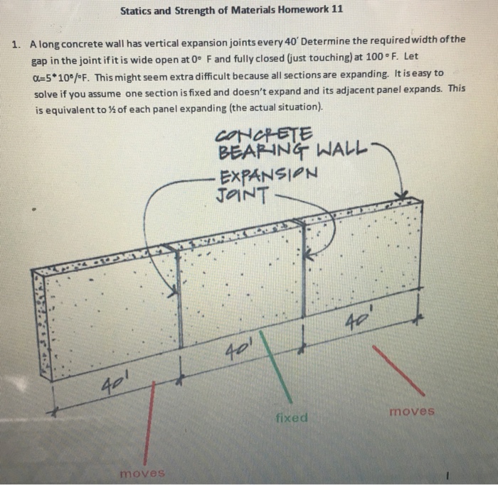 Solved A long concrete wall has vertical expansion joints