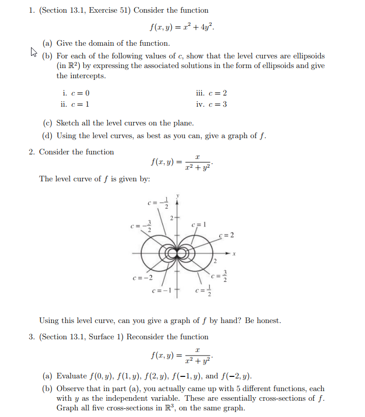 Solved 1. (Section 13.1, Exercise 51) Consider the function | Chegg.com