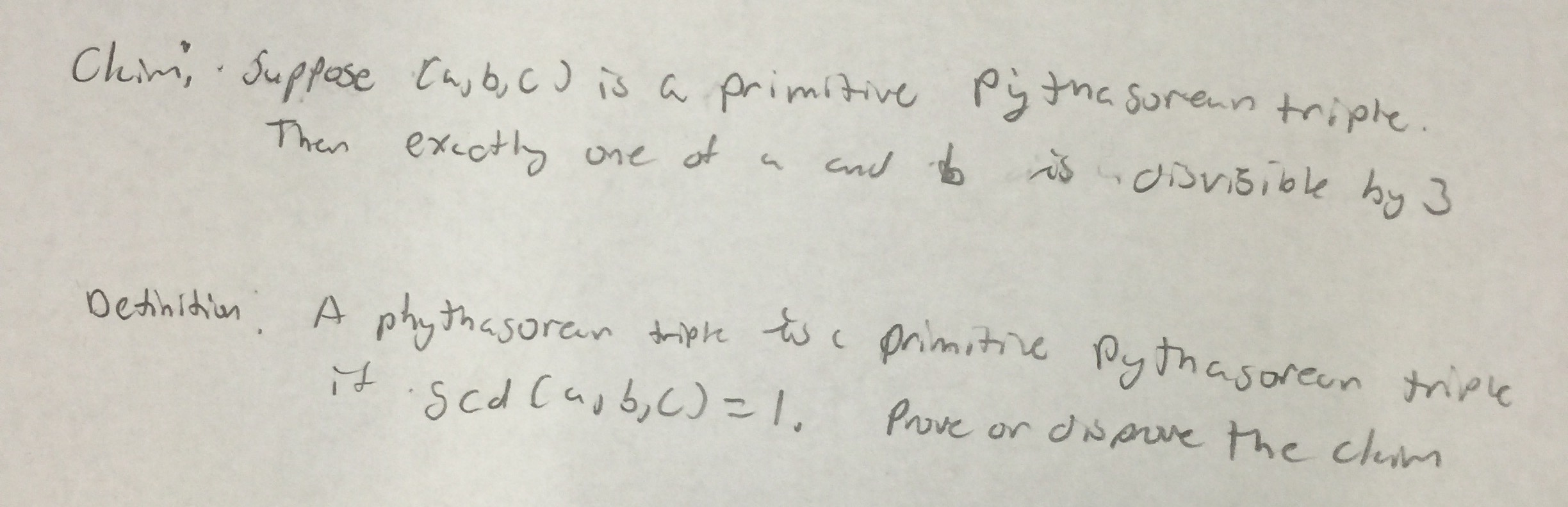 Solved Suppose (a,b,c) Is A Primitive Pythagorean Triple. | Chegg.com