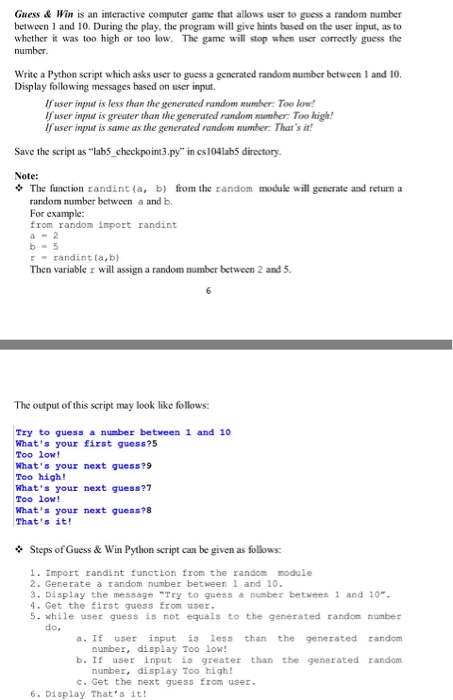 Solved Guess & Win is an interactive computer game that | Chegg.com