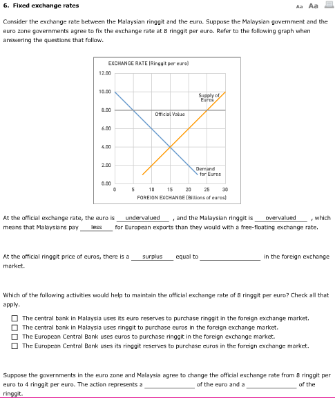 Solved 6. Fixed exchange rates Aa Aa Consider the exchange  Chegg.com