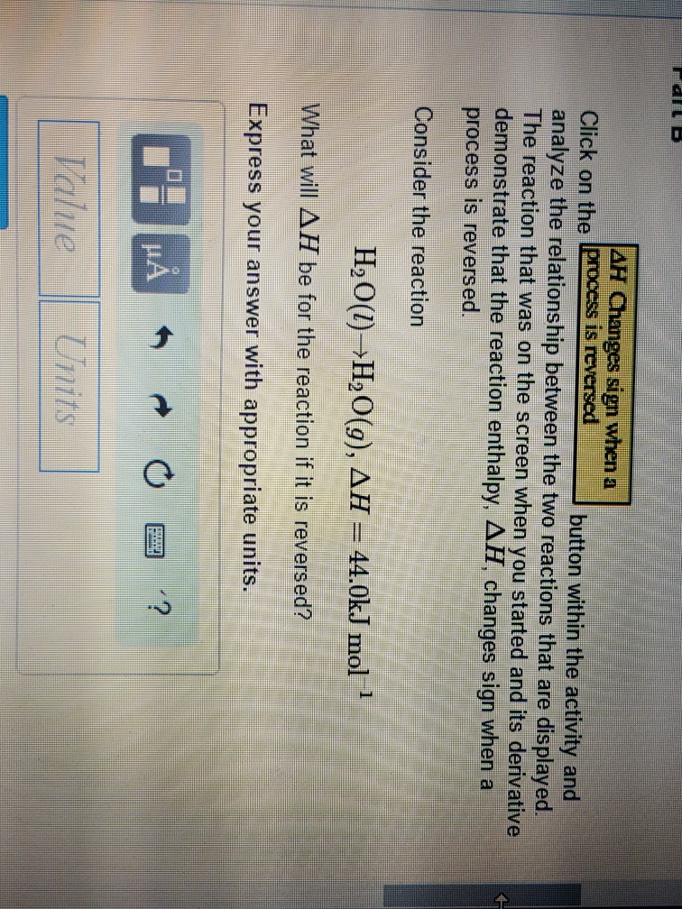 Solved Click on the delta H Changes sign when a process is