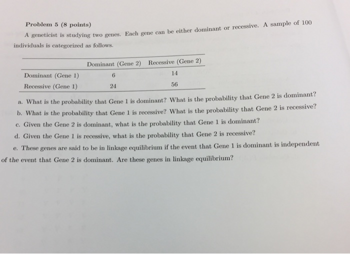 Solved 4 A Geneticist Believes That Two Specific Gene Chegg Com