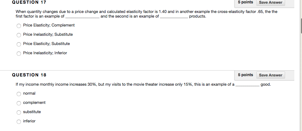 Solved QUESTION 17 5 points Save Answer When quantity | Chegg.com