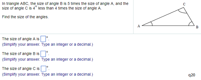 Solved In triangle ABC, the size of angle B is 5 times the | Chegg.com