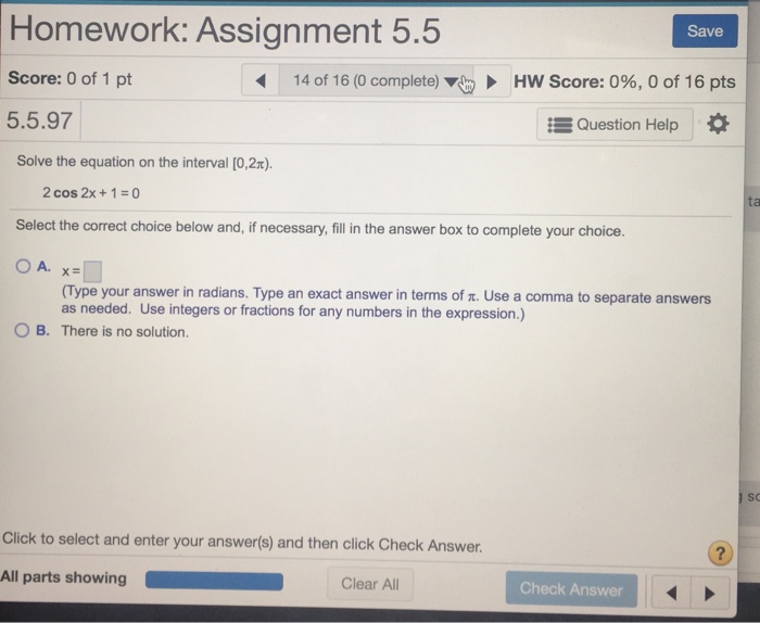 Solved Solve The Equation On The Interval 0 2 Pi 2 Cos Chegg