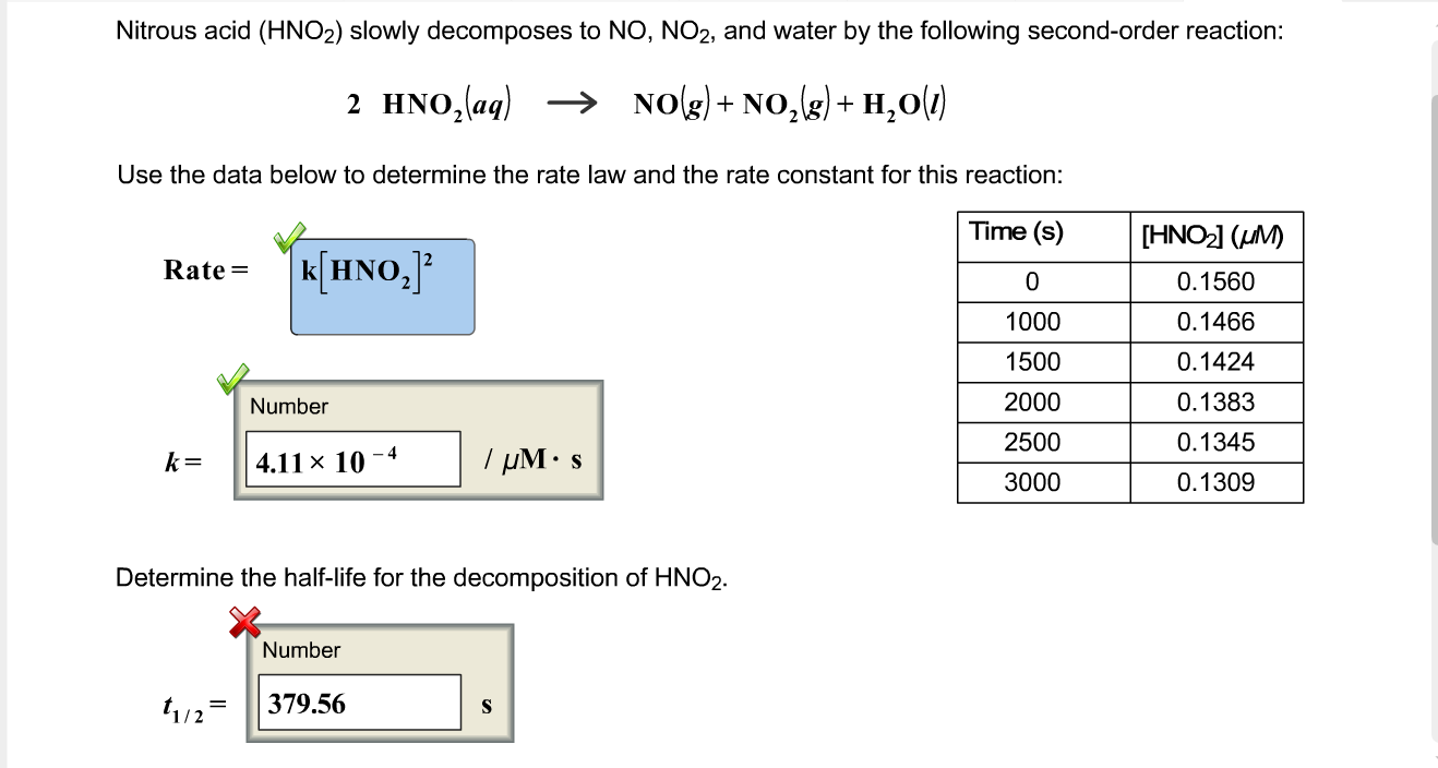 Solved Nitrous acid (HNO_2) slowly to NO, NO_2,