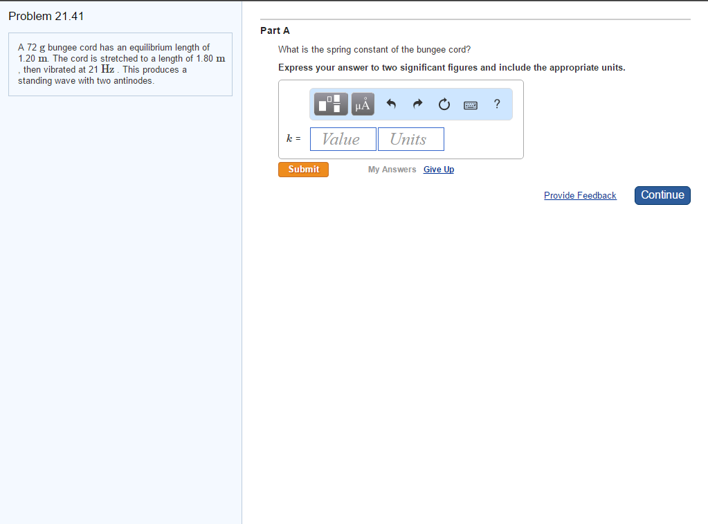 Solved A 72 g bungee cord has an equilibrium length of 1.20
