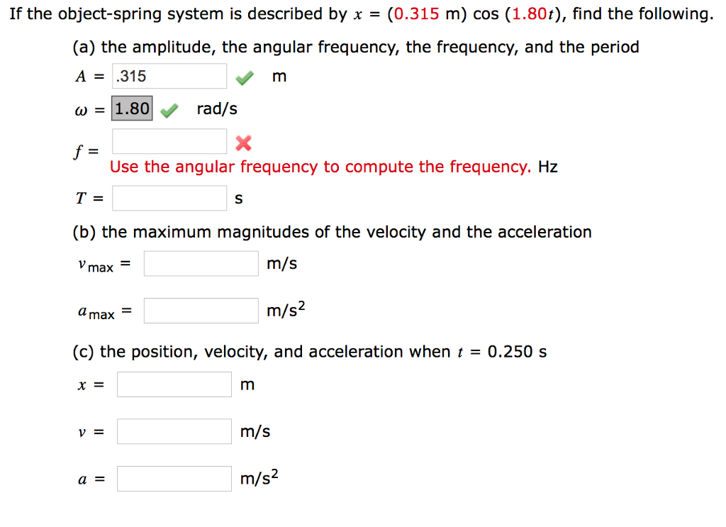 Solved If the object-spring system is described by(0.315 m) | Chegg.com