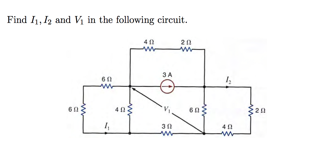 Solved Find I1, I2, And V1 In The Following Circuit. Thanks | Chegg.com