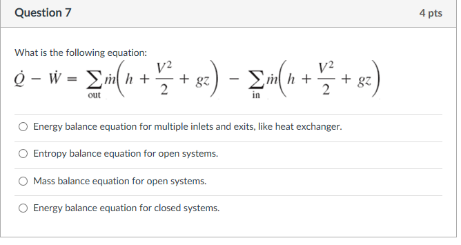 Solved What is the following equation Q W sigma out Chegg