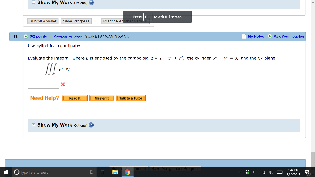 solved-use-cylindrical-coordinates-evaluate-the-integral-chegg