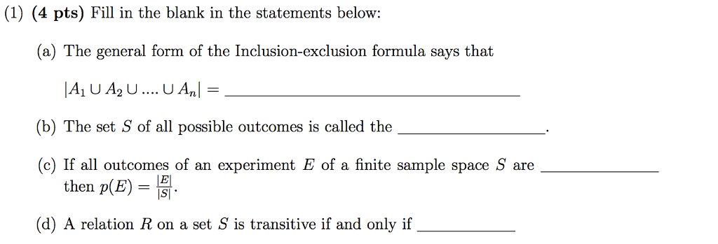 Solved Fill in the blank in the statements below: (a) The | Chegg.com