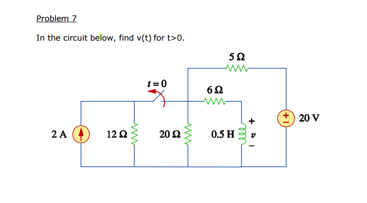 Solved In the circuit below, find v(t) for t > 0. | Chegg.com