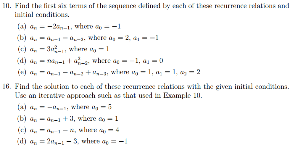 Solved Find The First Six Terms Of The Sequence Defined By 7530