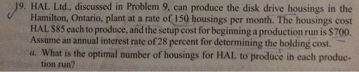 Solved HAL Ltd., discussed in Problem 9, can produce the | Chegg.com