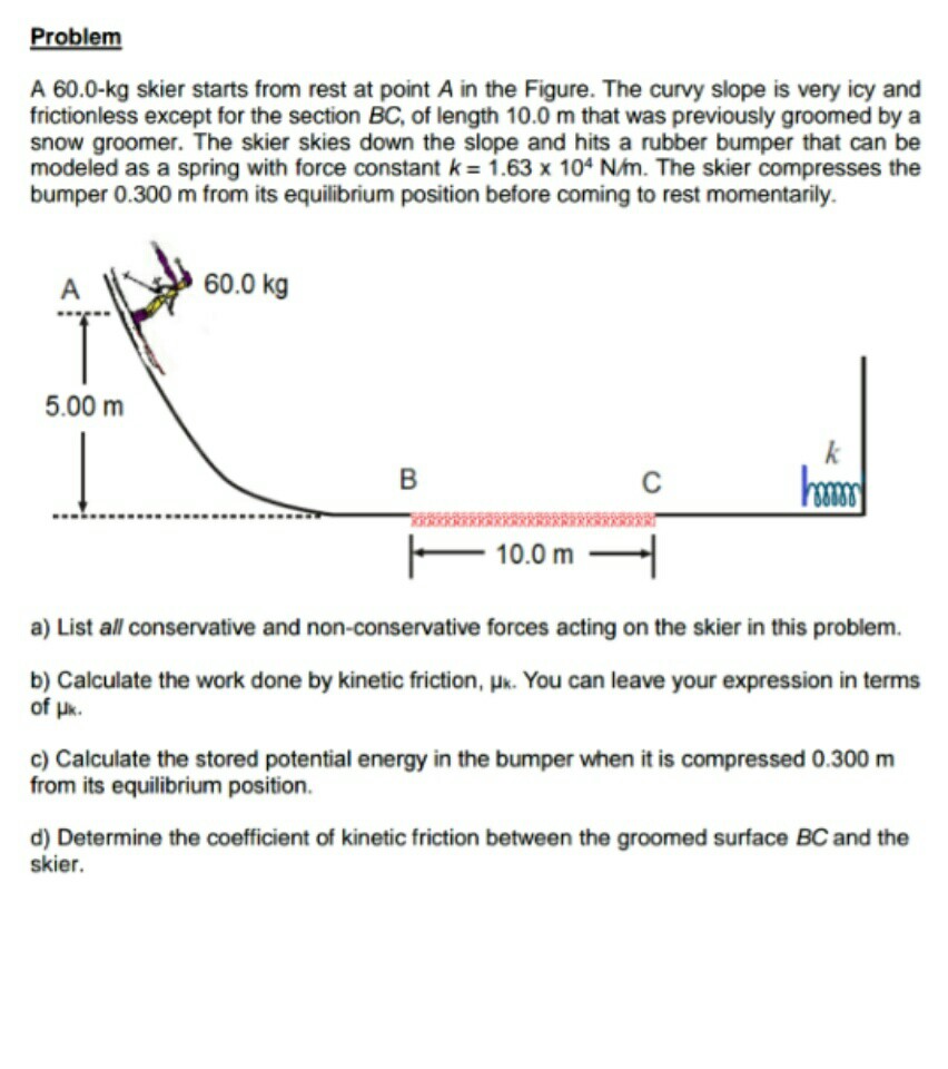 Solved Problem A 60.0-kg skier starts from rest at point A | Chegg.com