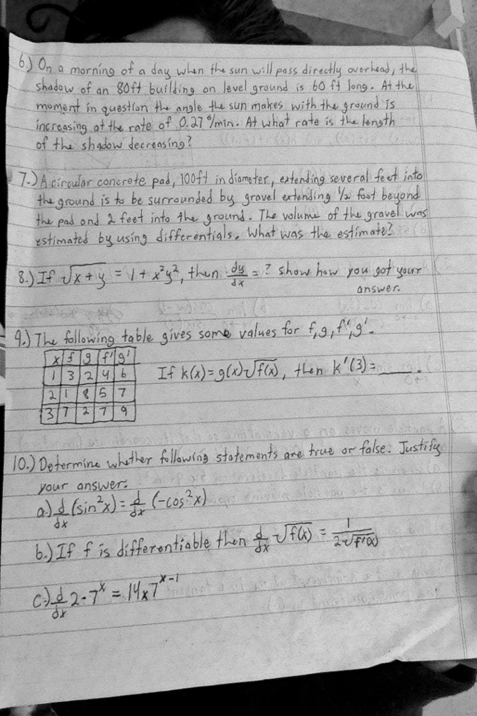 Solved Please help me with my Calculus final review | Chegg.com