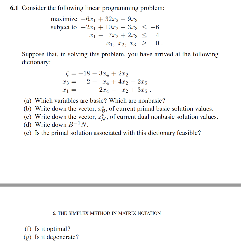 Solved 6.1 Consider the following linear programming | Chegg.com