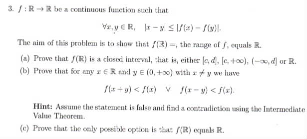 Solved f : R right arrow R be a continuous function such | Chegg.com