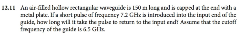 Solved An air-filled hollow rectangular waveguide is 150 m | Chegg.com