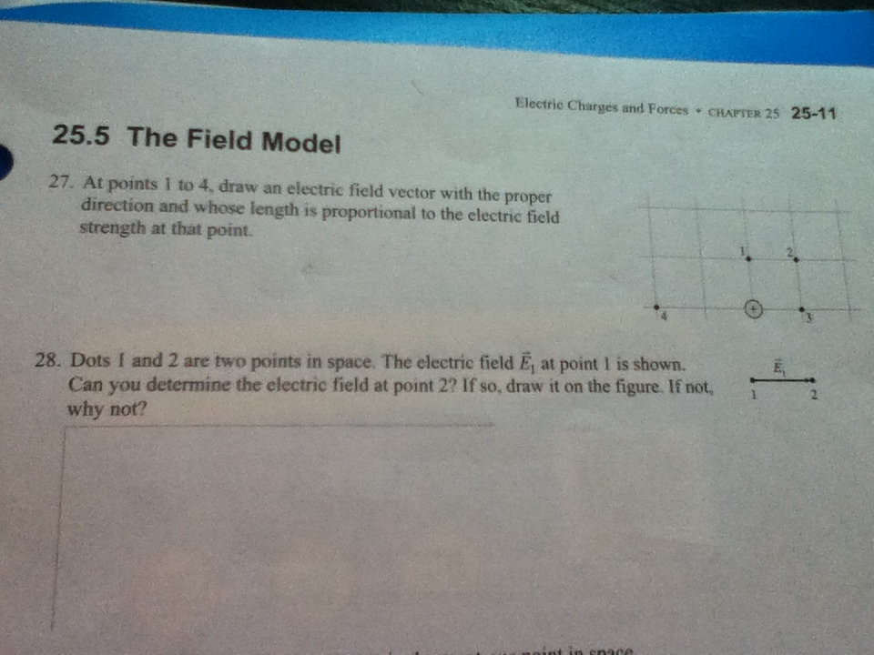 Solved The Field Model At points 1 to 4, draw an electric | Chegg.com