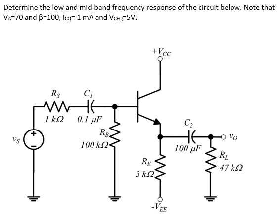 Solved Determine the low and mid-band frequency response of | Chegg.com
