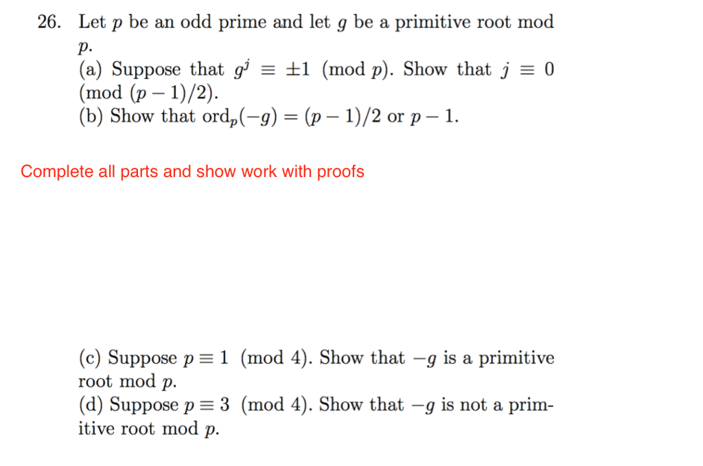 Solved Let P Be An Odd Prime And Let G Be A Primitive Root | Chegg.com