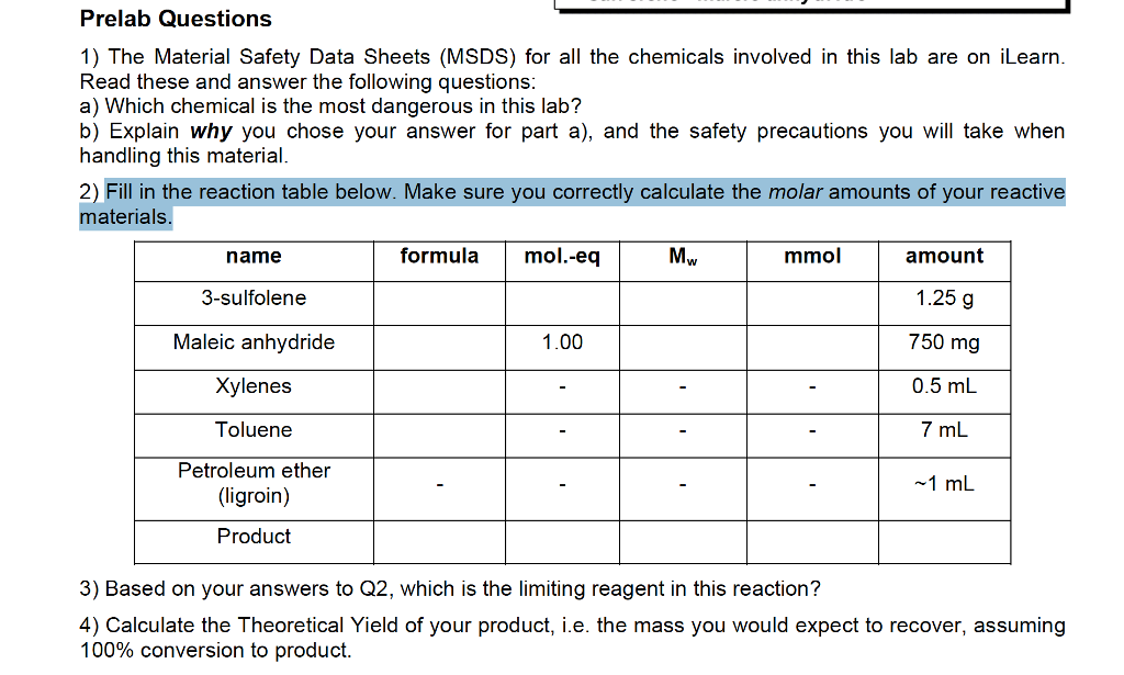 Science Lab Msds Sheet